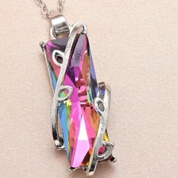 Colorful crystal branches necklace - Picture 3 of 3